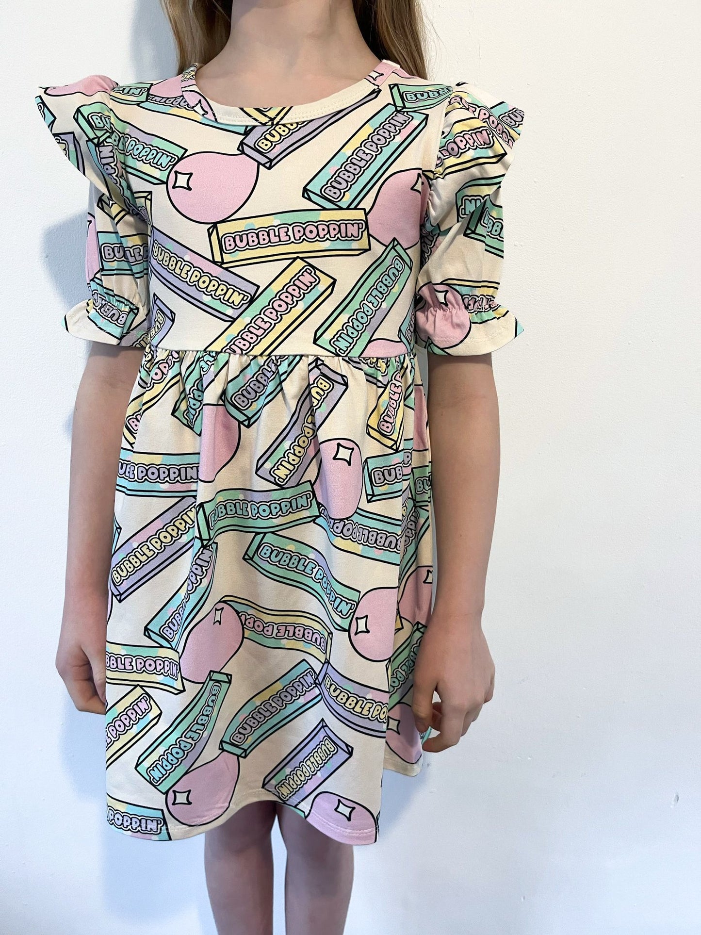 Pre Made Pastel Bubble Poppin Short Sleeve Ruffle Dresses