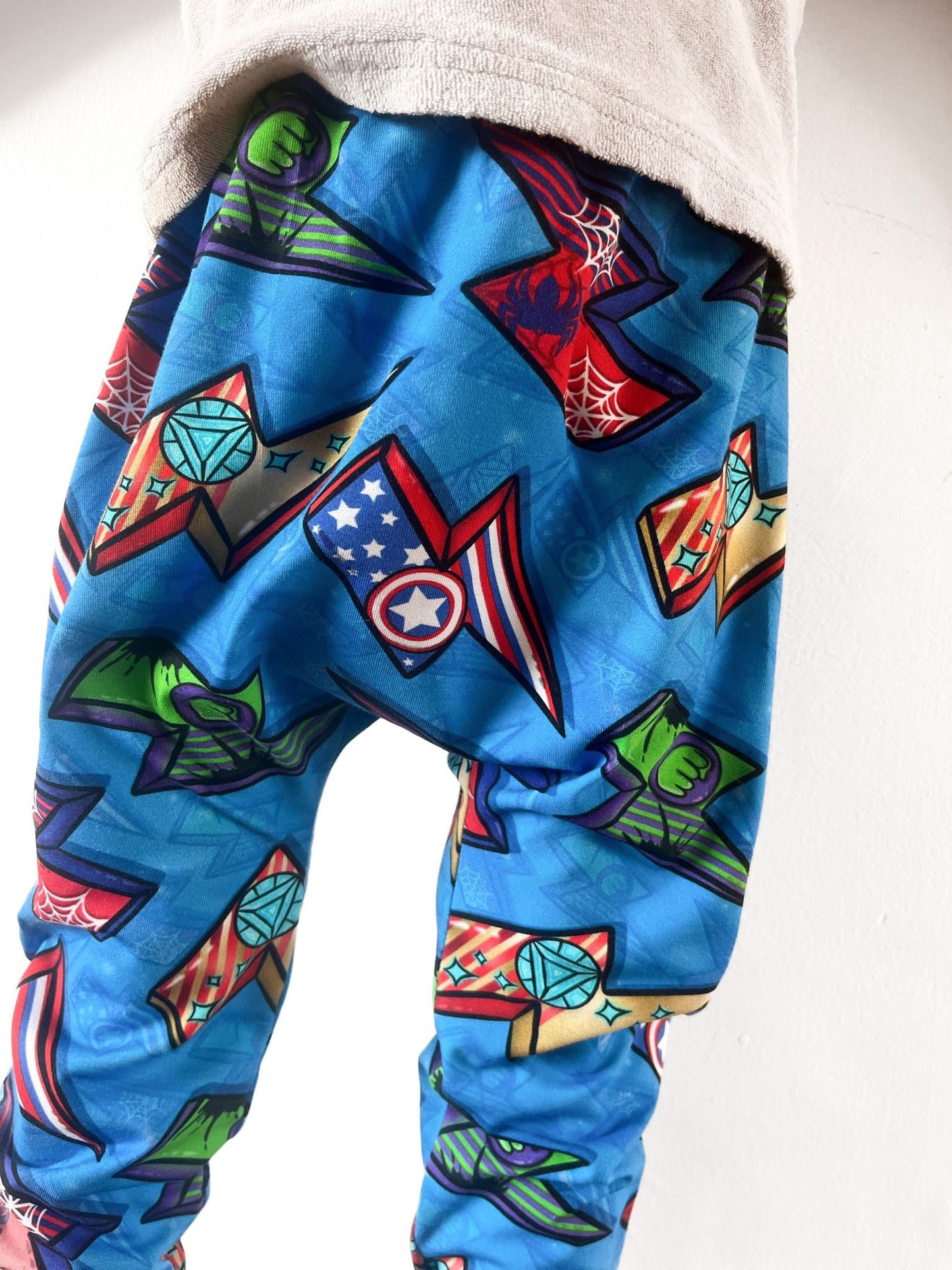 Pre Made Super Hero Flash Bolts Kids Baggy Harems