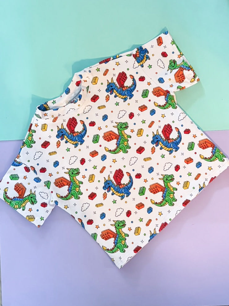 Pre Made Dino Blocks Slouch Tee *faulty read description*