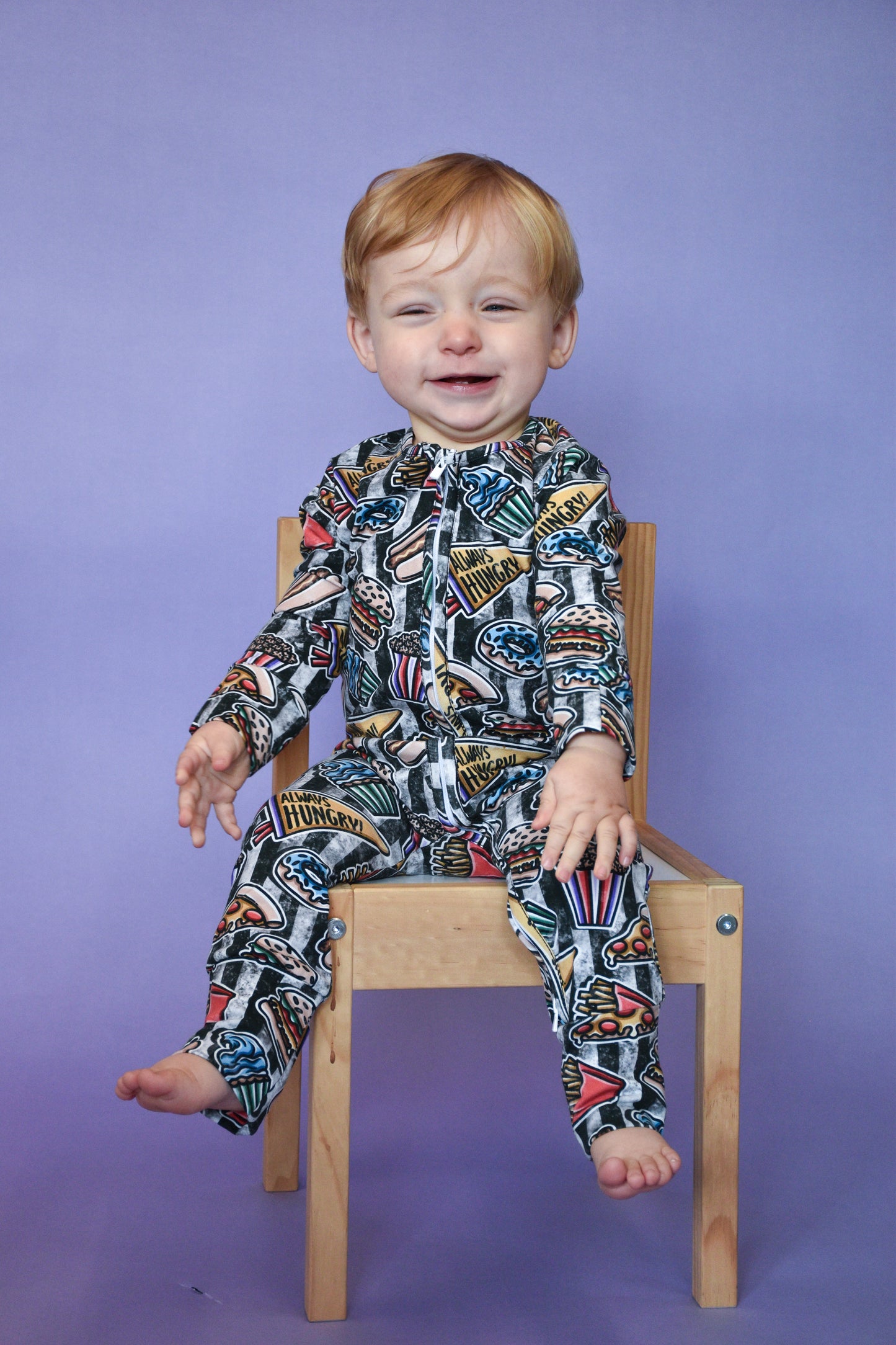 Ready To Post Always Hungry Standard Jersey Zipped Sleepsuits