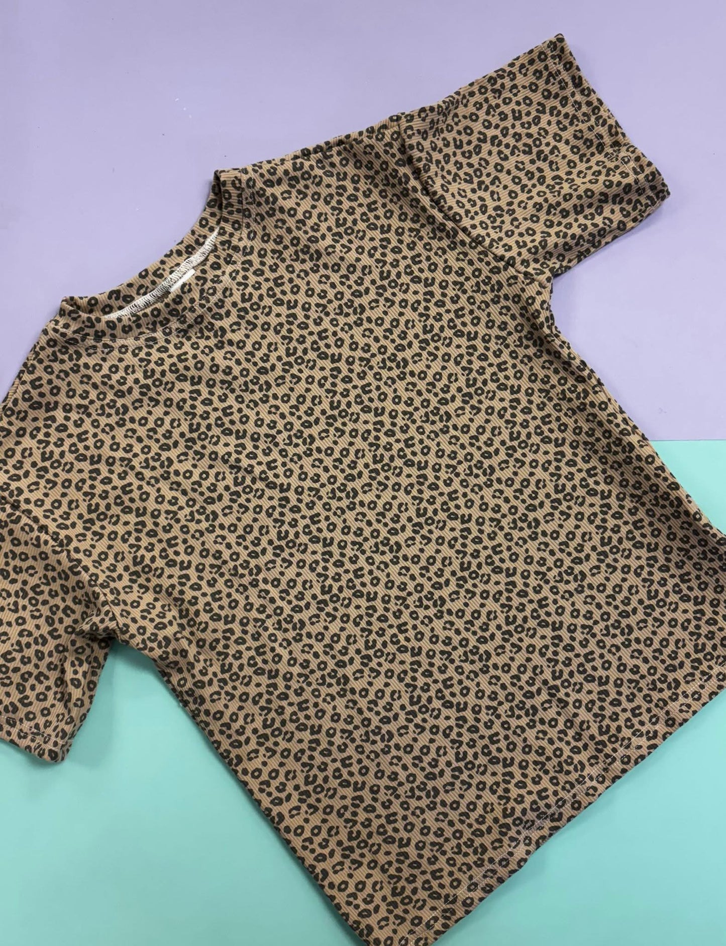 Pre Made Ribbed Leopard Oversized Tee