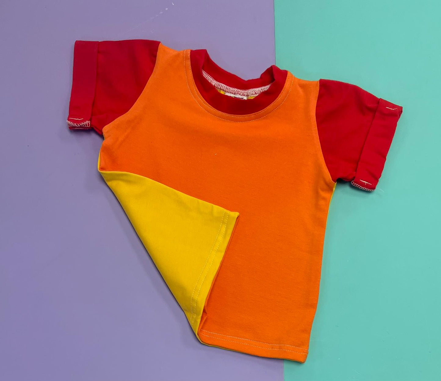 Pre Made Colour Block Relaxed Tee - Bright Mix