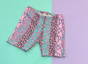 Pre Made Ribbed Glitter Animal Stripes Cycle Shorts