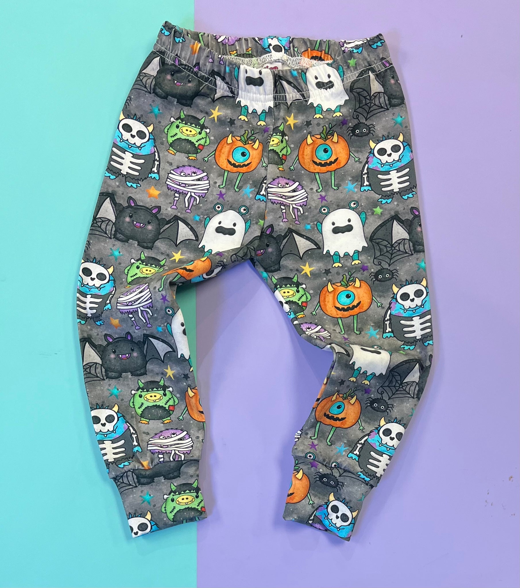 Grey Halloween Monsters Leggings