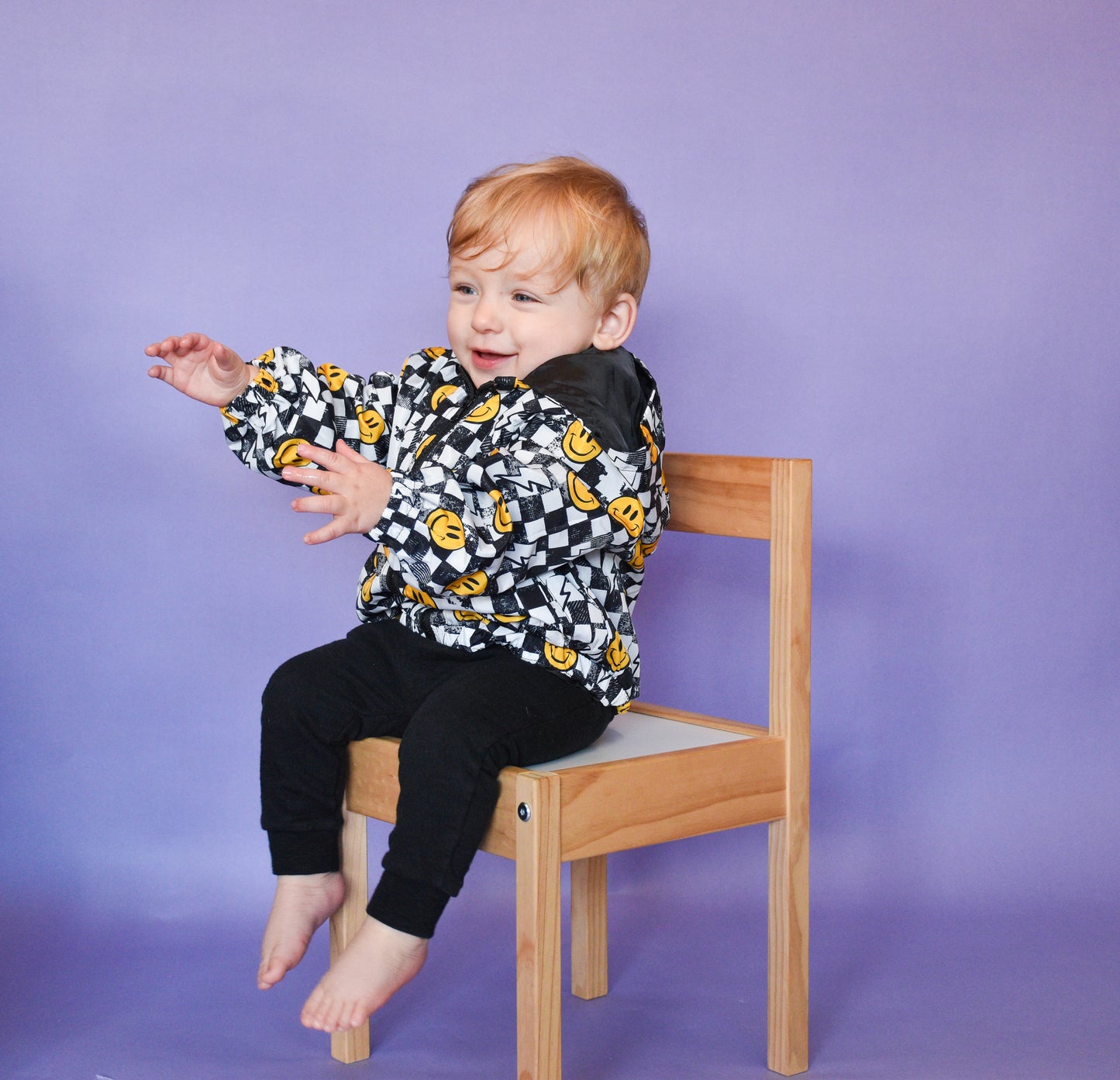 Grunge Checkerboard Smiley Windbreaker