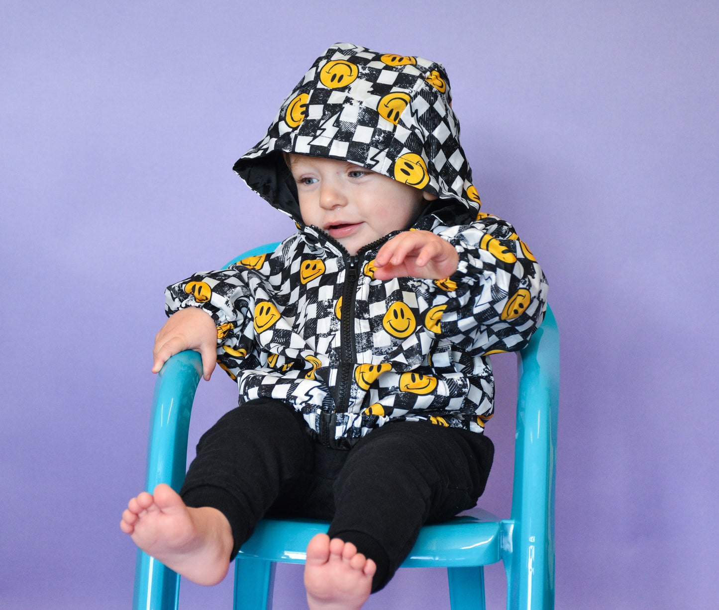 Grunge Checkerboard Smiley Windbreaker