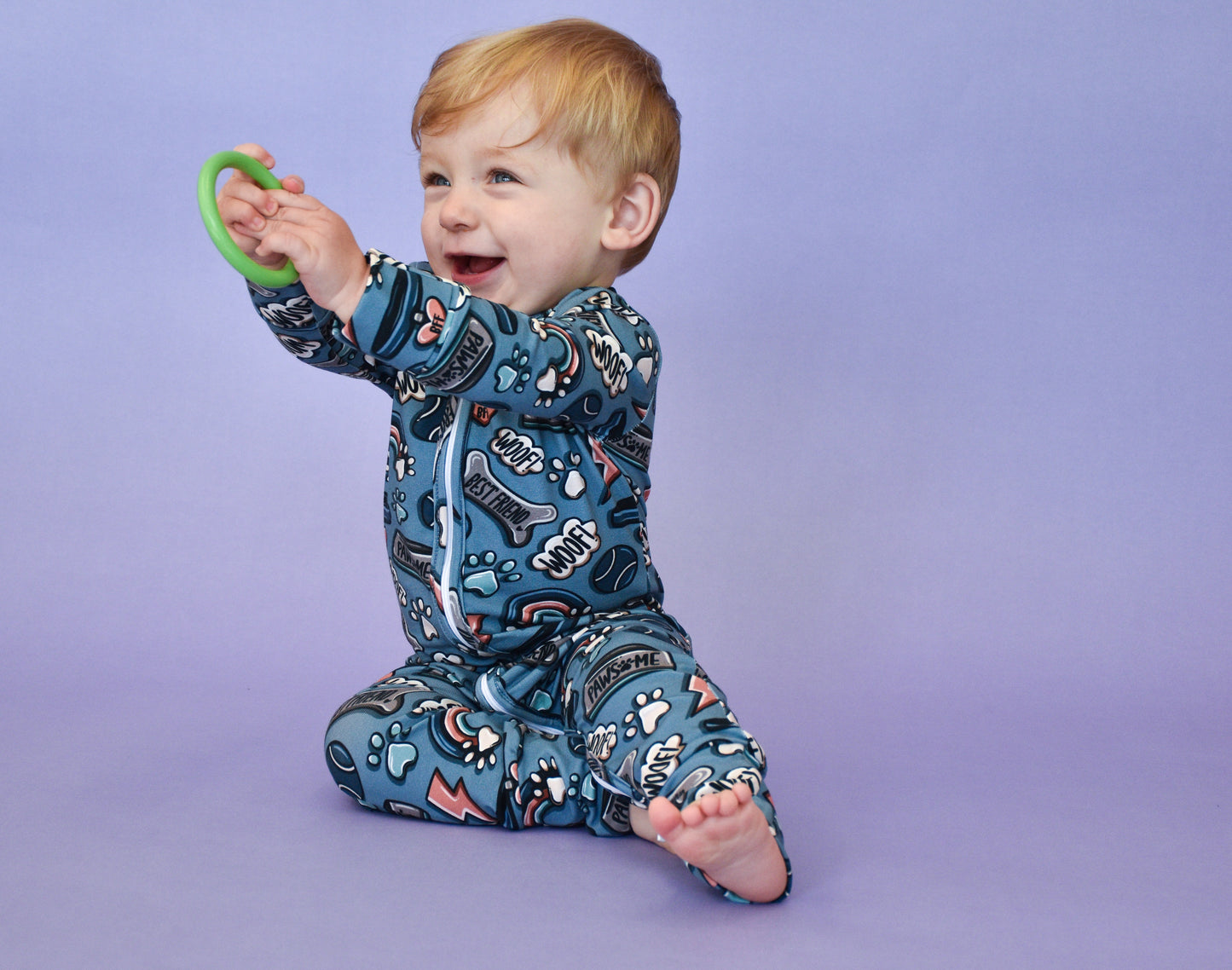 Ready To Post Blue Doggy Friends Standard Jersey Zipped Sleepsuits