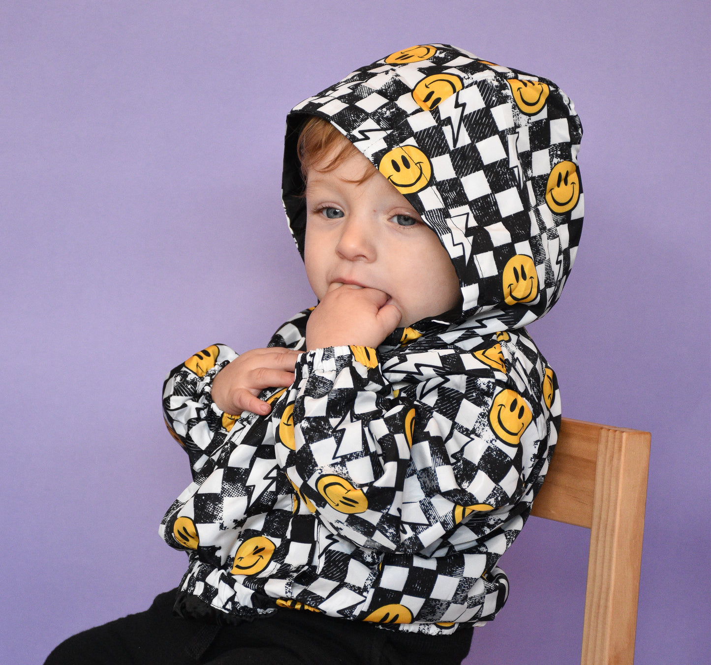 Grunge Checkerboard Smiley Windbreaker