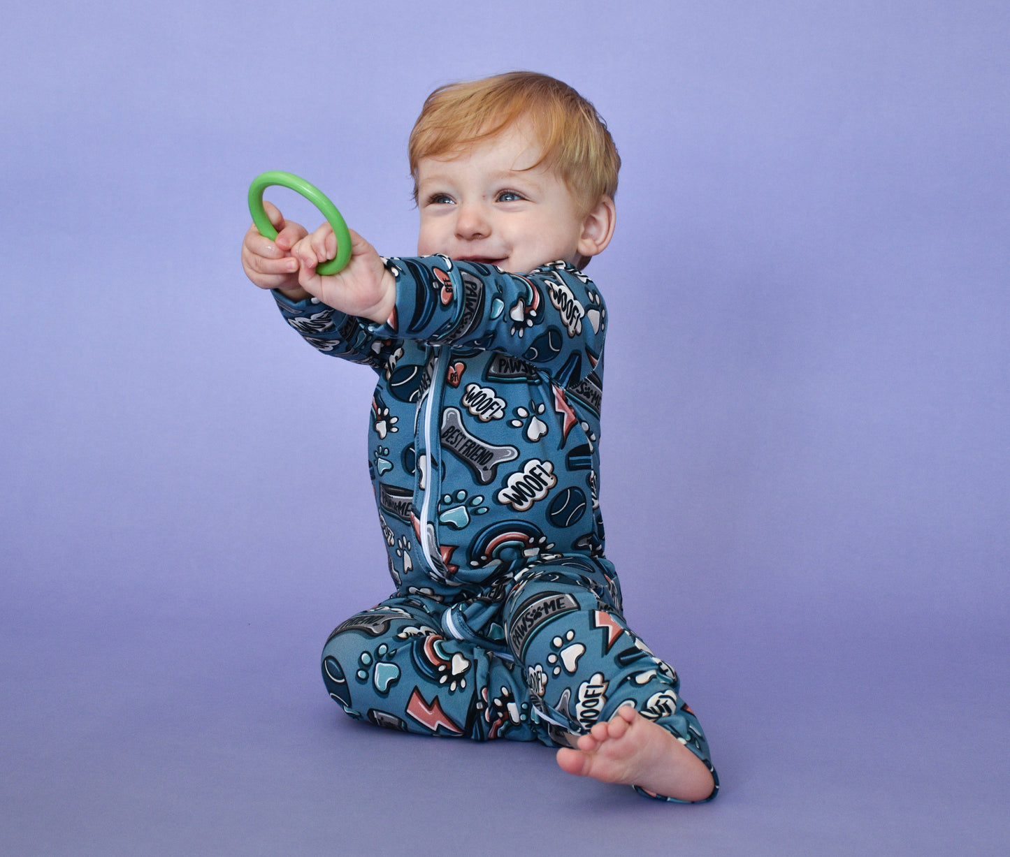 Ready To Post Blue Doggy Friends Standard Jersey Zipped Sleepsuits