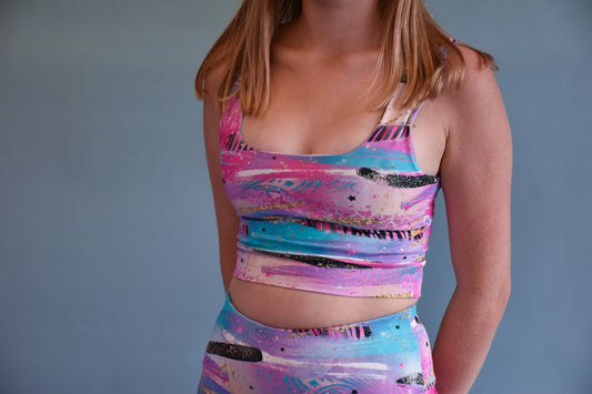 Pre Made Comfy Adult Crop Top - Cosmic Zebra Splash