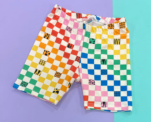 Bright Rainbow Checkerboard Shorts