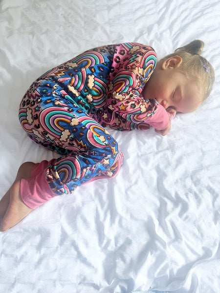 Ready To Post Ombre Rainbows Lightweight Organic Cotton Zipped Sleepsuits