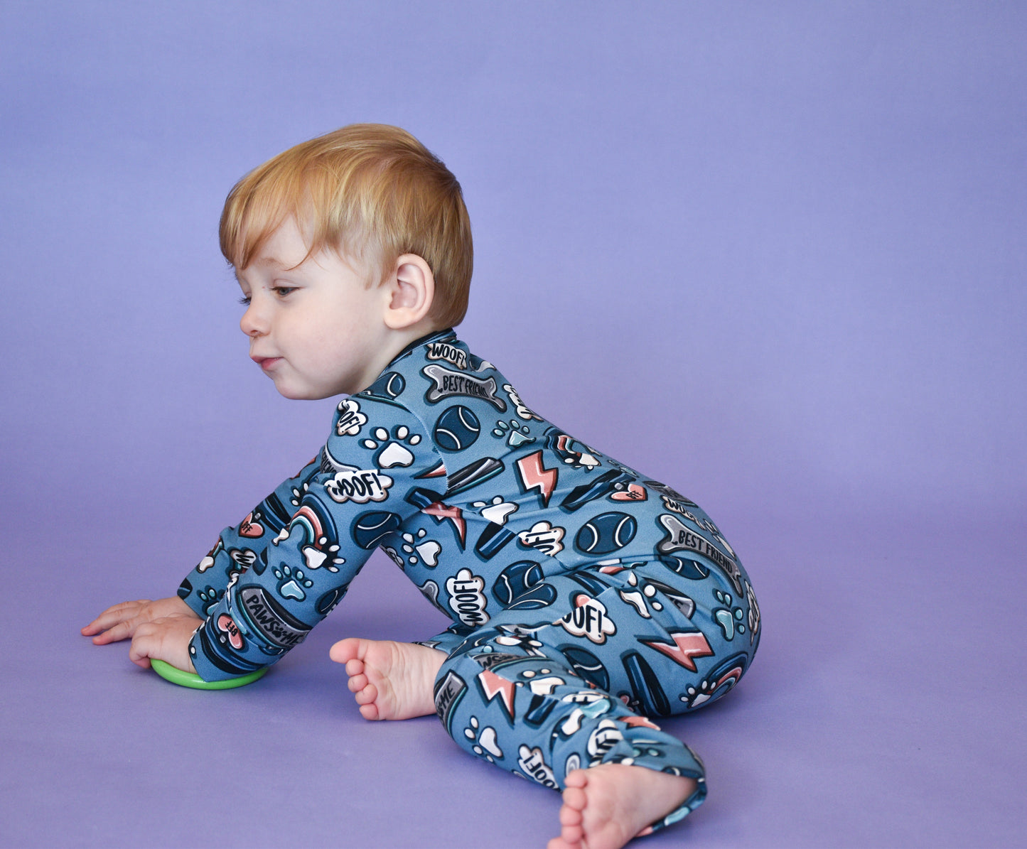 Ready To Post Blue Doggy Friends Standard Jersey Zipped Sleepsuits