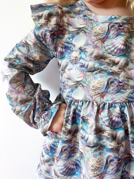 Pre Made Iridescent Shells Ruffle Dresses