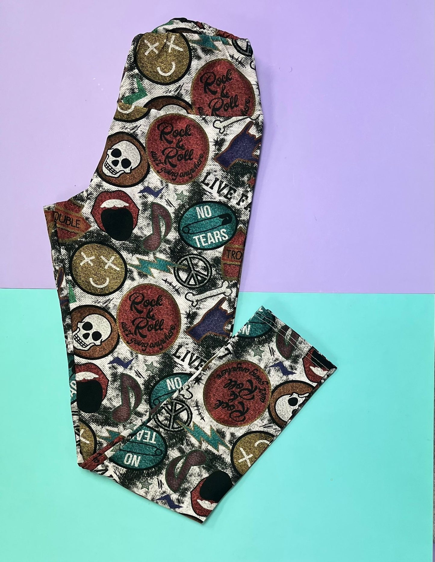 Pre Made Comfy Adult Leggings - Denim Patches