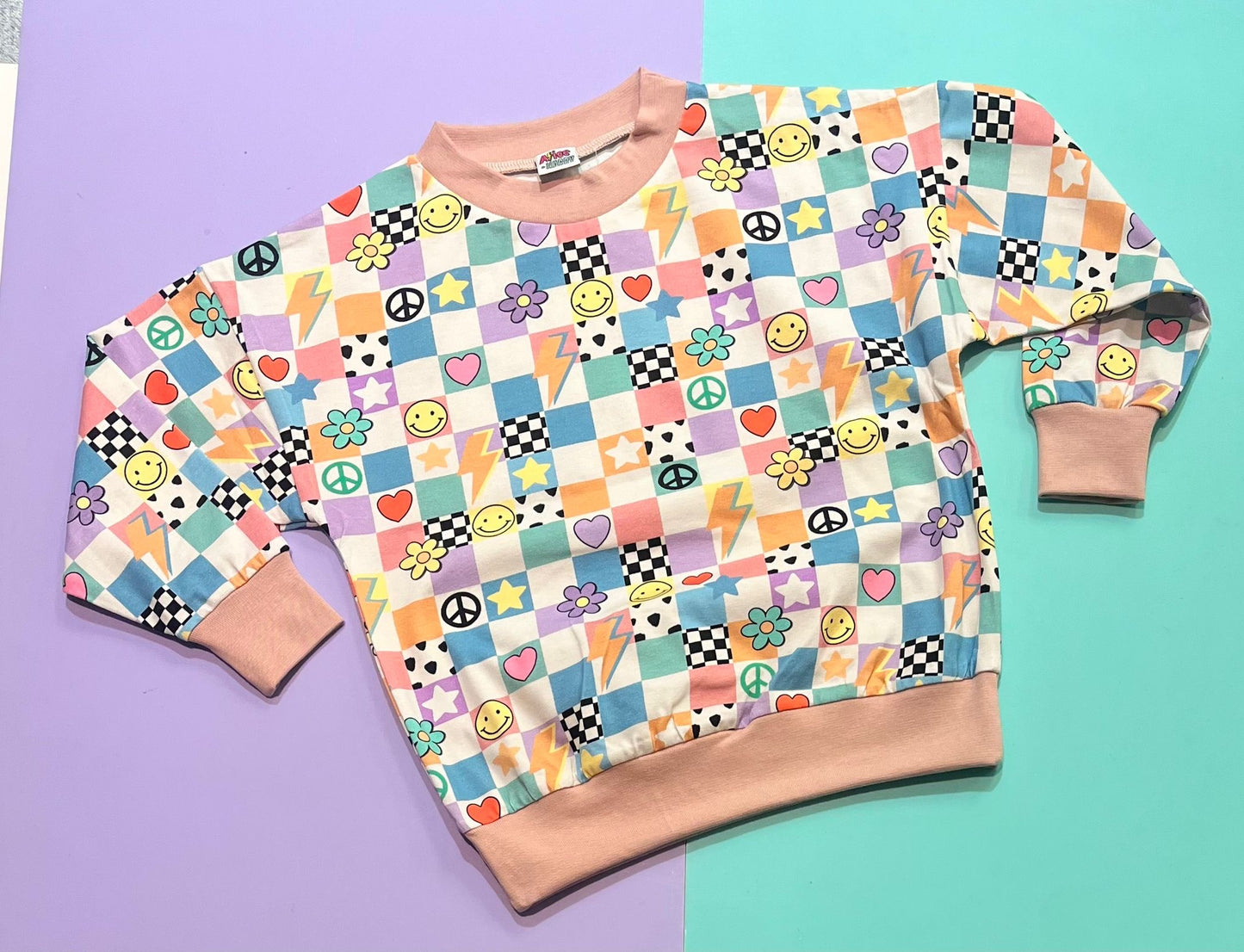 Pre Made Groovy Check Slouchy Sweater