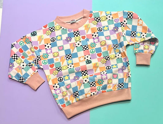 Pre Made Groovy Check Slouchy Sweater