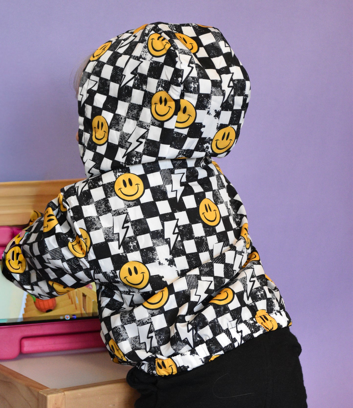 Grunge Checkerboard Smiley Windbreaker