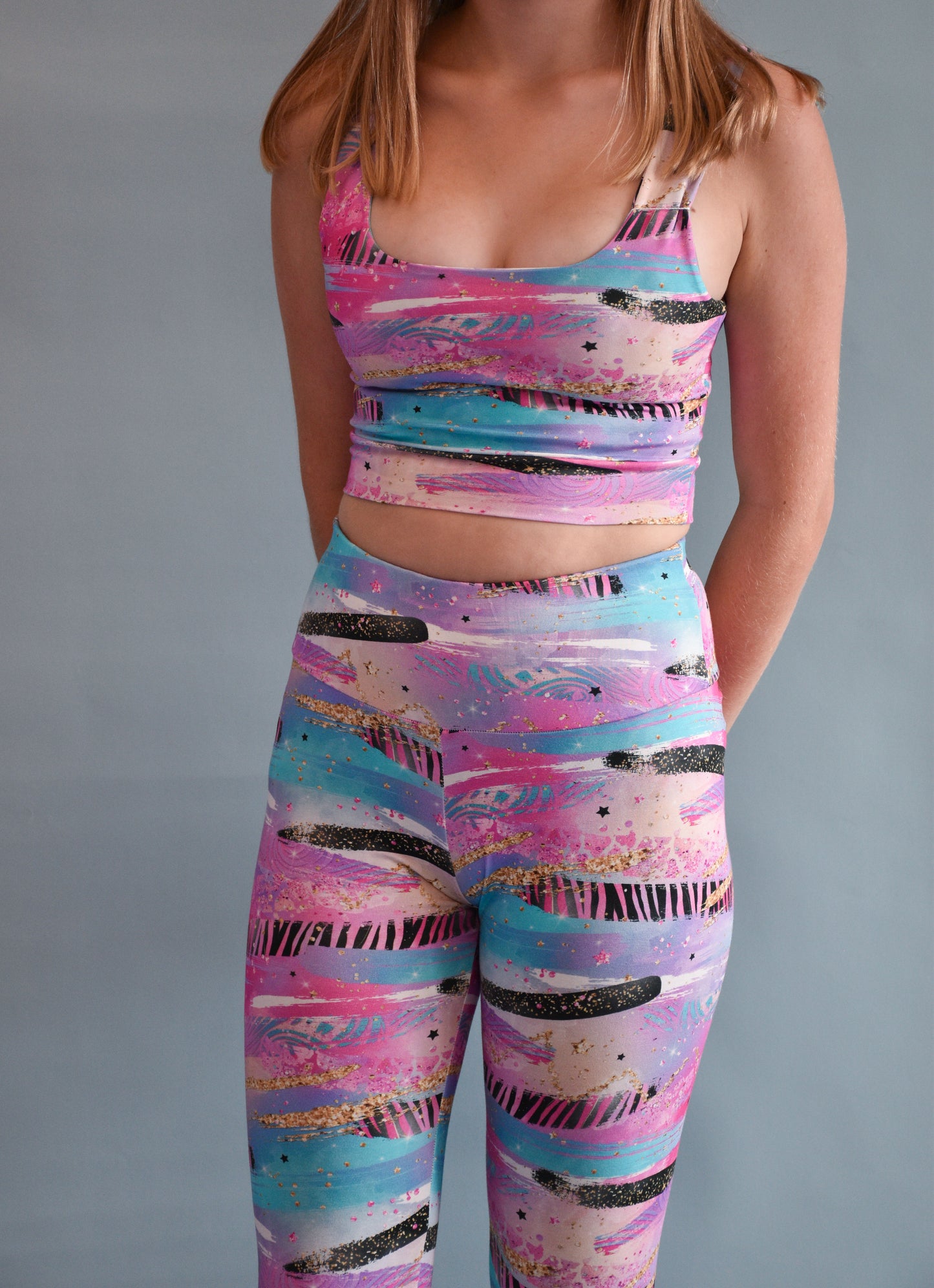Pre Made Comfy Adult Crop Top - Cosmic Zebra Splash