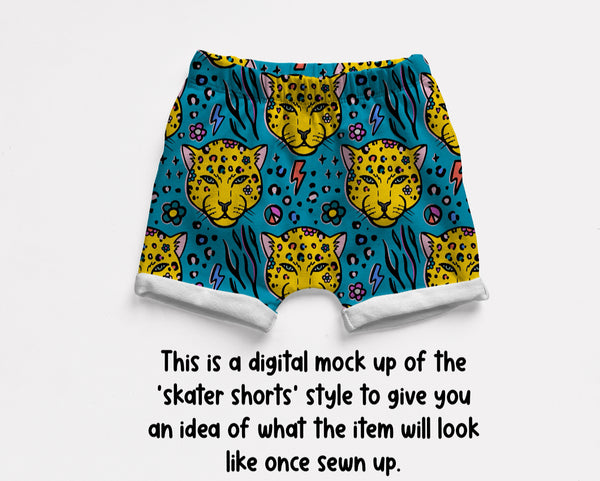 Petrol Leopard Shorts