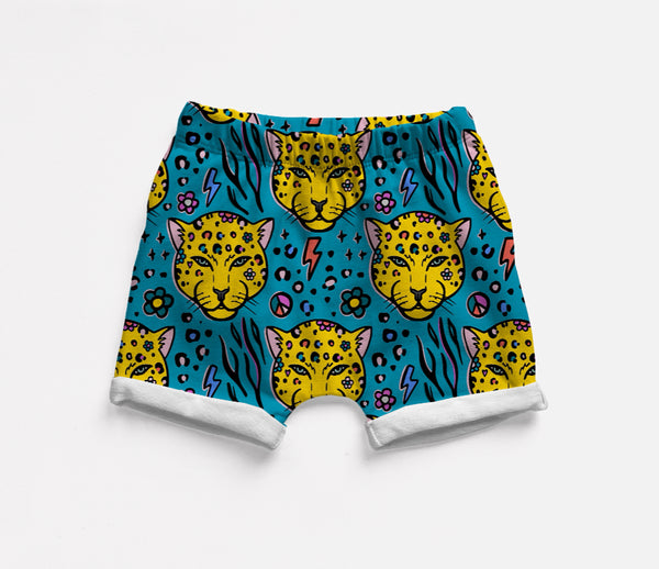 Petrol Leopard Shorts