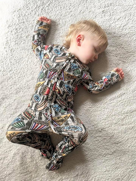 Ready To Post Always Hungry Standard Jersey Zipped Sleepsuits