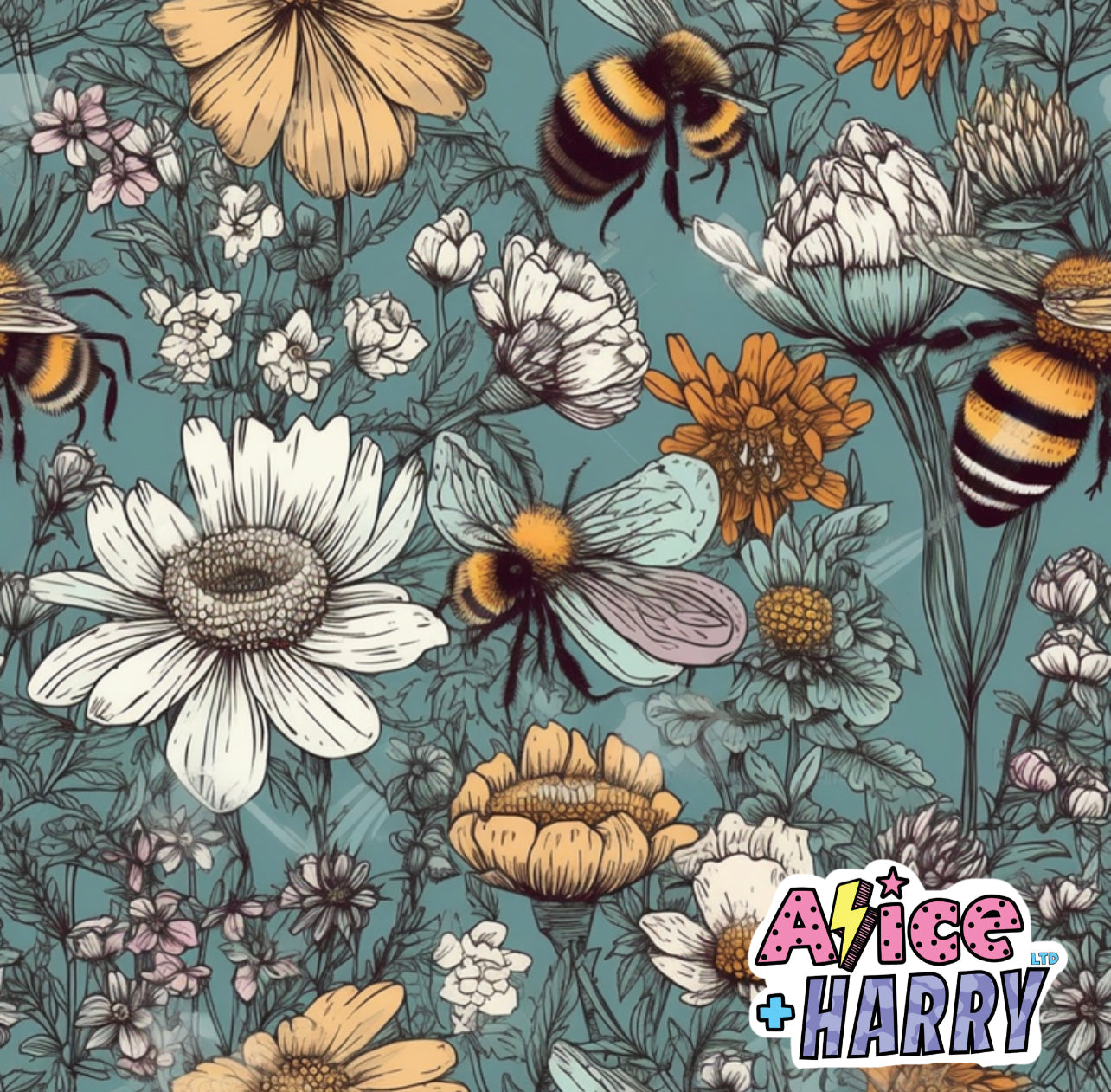 Floral Bees Lightweight Grunge Top