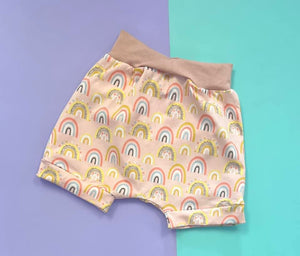 Pre Made Salmon Rainbows Cuff Shorts with elastic FAULTY