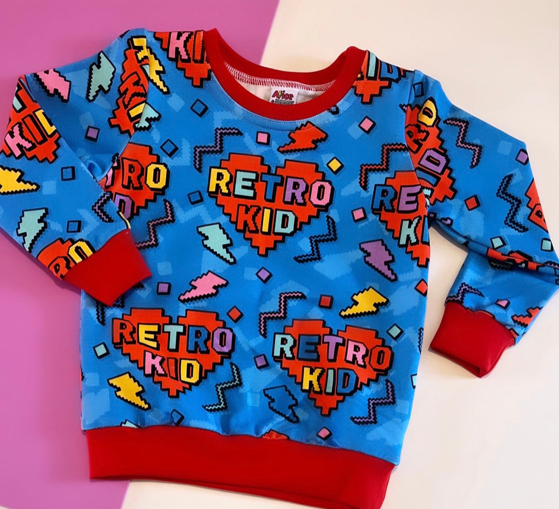Pre Made Blue Retro Kid at Heart Sweatshirts