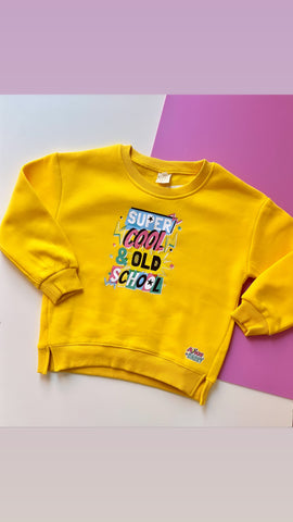 Pre Made Super Cool and Old School Printed Sweatshirt Mustard