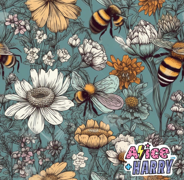Floral Bees Adult Slouch Tee