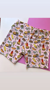Pre Made Diner Eats Adult Cycle Shorts 1XL