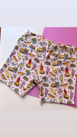 Pre Made Diner Eats Adult Cycle Shorts 1XL