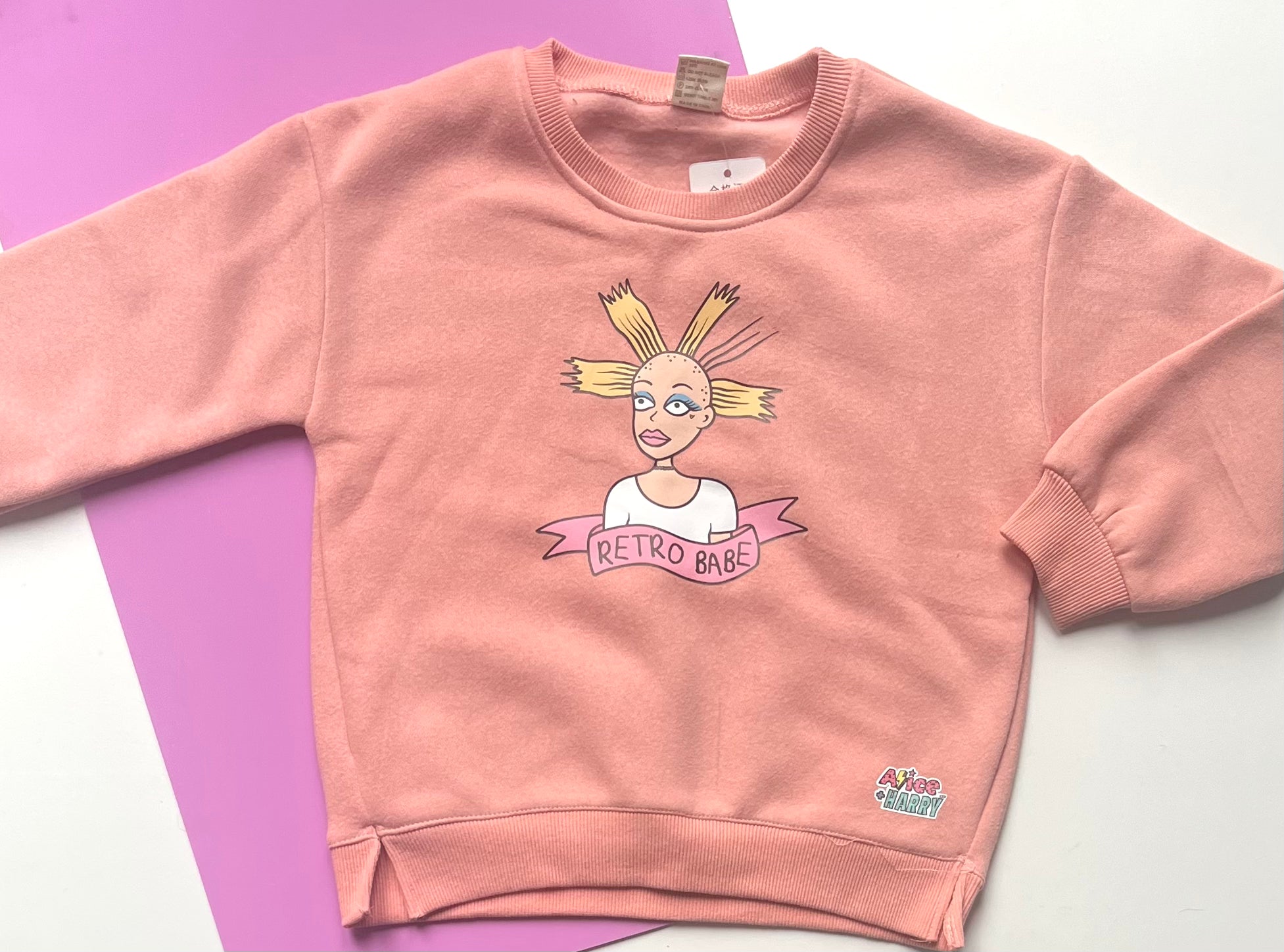 Pre Made Retro Babe Printed Sweatshirt Blush Pink