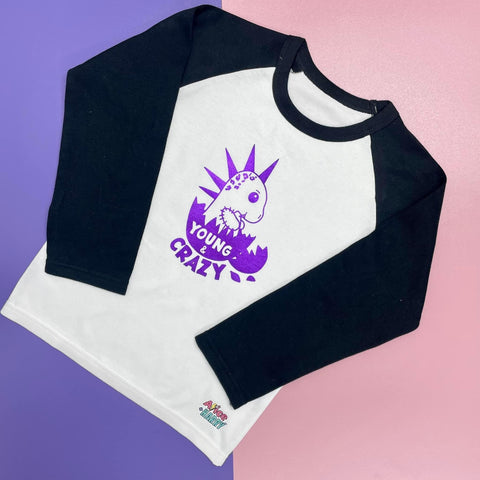 Pre Made Young And Crazy Printed Raglan (Purple)